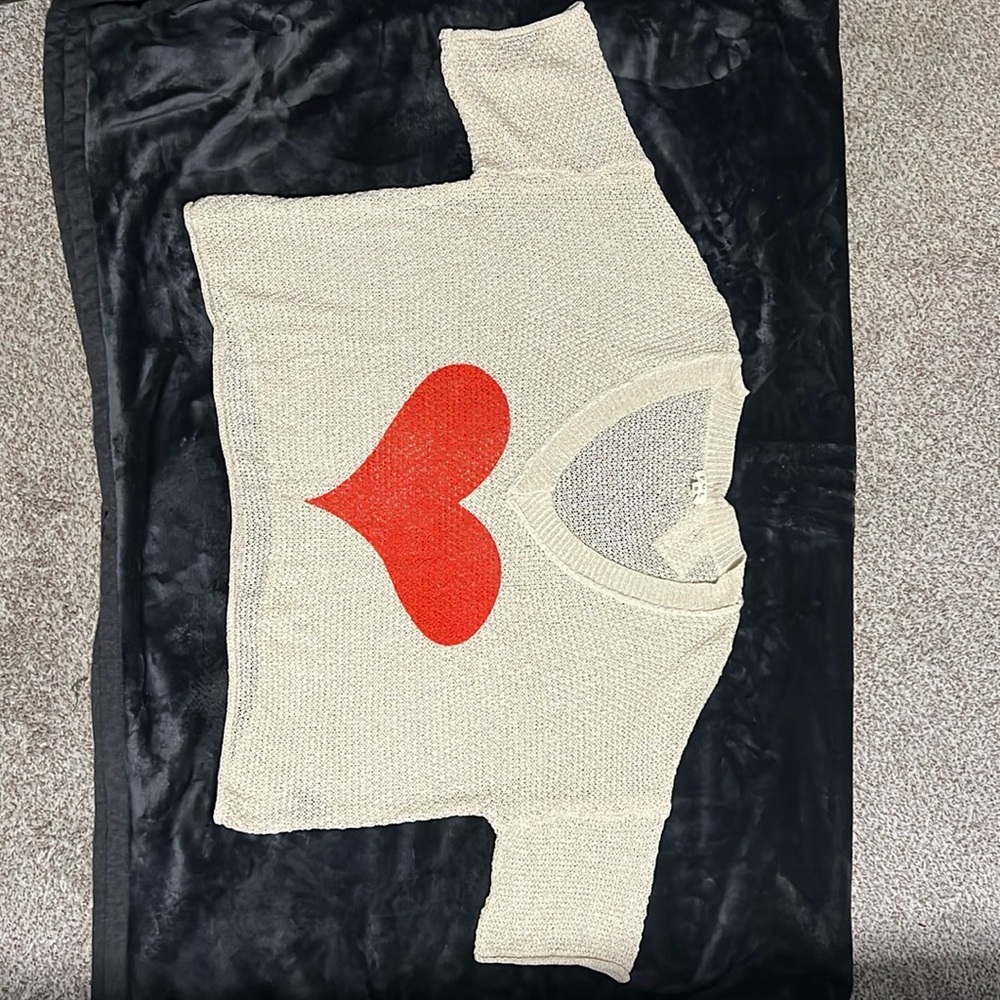 Crop V Neck Heart Sweater